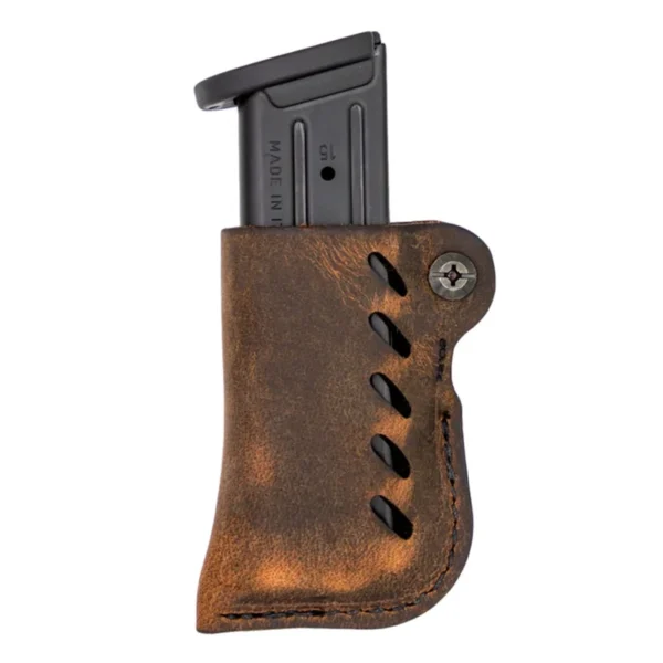 Magazine Carrier,Lea ther Sgl Stack Brown